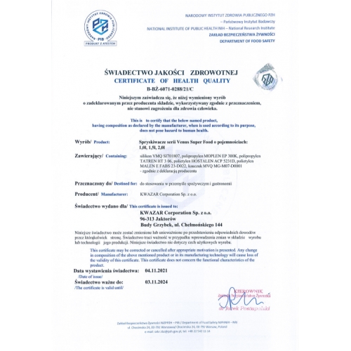 Venus Super food 1L Kwazar Cleaning Pro+ spożywczy Atest